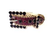 Red Leather Dog Collar with a Row of High Quality Black Rhinestones Size S