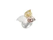 Large Multi Tri Color Sterling Silver Butterfly Ring in 14 Pink and 14K Yellow Gold Plated Adjustable size