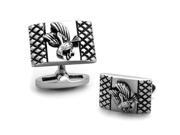 Detailed Stainless Steel Rectangle US American Bald Eagle Cufflinks