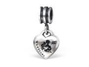 Sterling Silver Dangling Cheneya Aquarius Zodiac Heart Bead Fits Most Bracelets