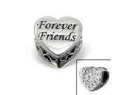 Cheneya ?Forever Friends? Sterling Silver Heart Bead with Crystal Stones