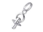 Sterling Silver Newborn Baby Pacifier Charm with Split Ring Baby Shower Gift