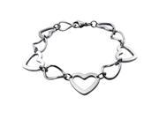 Women s Stainless Steel Interlocking Heart Link Bracelet 7.5