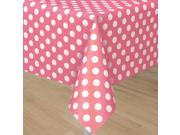 Pink Tablecover With White Polka Dots