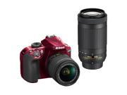 Nikon D3400 Red Double Zoom Lens Kit 24.2MP Digital SLR