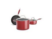 New KitchenAid Aluminum Nonstick 5 Piece Cookware Pots Pans Set KCAS05AER Red