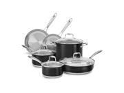 New KitchenAid Stainless Steel 10 Pc Cookware Pots Pans Set KCSS10OB Black