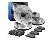 2009 2010 2011 GMC Sierra 1500 SLT 5.3L Front And Rear Drilled Slotted Brake Rotors Ceramic Pads