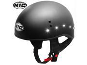 M1C LED LIGHTS MATTE FLAT BLACK HALF FACE MOTORCYCLE HELMET DOT LARGE L