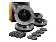 R1 Concepts CPDS10754 Premier Series Drilled And Slotted Rotors And Ceramic Pads Kit Front and Rear