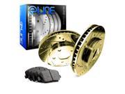 [FRONT] Gold Edition Drilled Slotted Brake Rotors Semi Met Pads FGC.50008.03