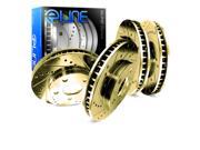 [FRONT REAR] ELINE Gold Edition Drilled Slotted Brake ROTORS DISC CGC.62093.01