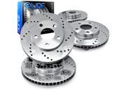 Brake Rotors 2 FRONT 2 REAR ELINE CROSS DRILLED PERFORMANCE DISC RO51542