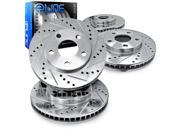 Brake Rotors 2 FRONT 2 REAR ELINE DRILLED SLOTTED PERFORMANCE DISC RM43001