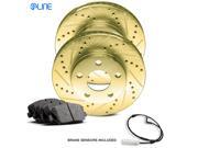 2000 2001 2002 2003 2004 2005 2006 BMW X5 Rear Gold Drilled Slotted Brake Disc Rotors & Ceramic Brake Pad 2000 2001 2002 2003 2004 2005 2006 BMW X5 Rear Gold Drilled Slotted Brake Disc Rotors & Ceramic Brake Pad