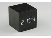 Wooden LED Alarm Clock with Time Temperature and Date Functions Square Style