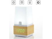 Wooden Alarm Clock with LED Touch Lamp