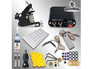 Complete Tattoo Kit Machine Guns Color Inks Needles Power Supply MGT 18GD