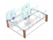 Concord Nine Pair Shoe Rack in Chrome Plate and Natural Finish