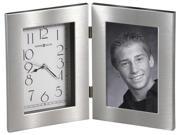 Lewiston Table Top Clock with Silver Tone Frame and Photo Panel