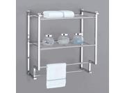 Metro Two Tier Wall Mounting Rack w Towel Bars in Chrome Plate