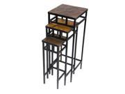 3 Pc Square Plant Stand Set w Slate Tops