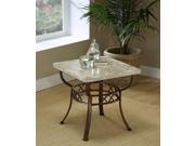Wrought Iron End Table w Fossil Stone Top Brookside