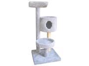 3 Tier Cat Condo Tree w Carpeted Perch and Bed Brown
