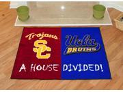 House Divided Floor Mat w Officially Licensed Team Logos USC Trojans vs UCLA Bruins