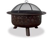32 Inch Wide Oil Rubbed Bronze Firebowl With Criss Cross Design