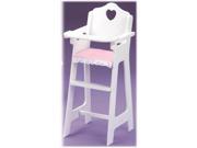 Badger Basket Pink Gingham Doll High Chair in White