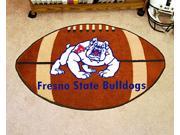 Football Floor Mat w Plush Carpet and Fresno State Bulldogs Logo
