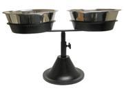 Adjustable Height Dog Feeder Base Holds Two Stainless Bowls