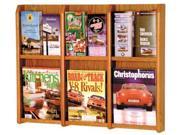 Oak Magazine Brochure Wall Rack w Removable Acrylic Dividers Dark Red Mahogany