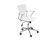 Swivel Office Chair with White Leatherette Seat Terry