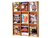 Oak Acrylic Magazine Wall Rack w Nine Compartments Light Oak