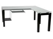 Modern L Shaped Desk w Wenge Base and Glass Tops Ballard