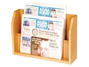 Countertop Divided Newspaper Rack in Oak w Acrylic Front Medium Oak