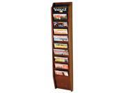 Wall Mount Oak Magazine Rack with Ten Pockets Medium Oak