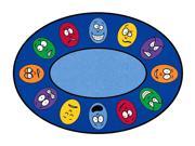 Children s Oval Carpet w Colorful Faces in Stain Resistant Nylon 78 in. x 113 in.