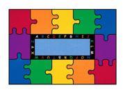 Rectangular Kid s Rug w Alphabet Rainbow Puzzle Theme 78 in. x 113 in.