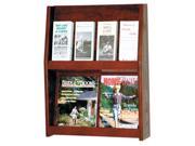 Two Tier Oak Magazine Brochure Rack w Dividers Light Oak