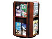 Four Sided Revolving Oak Display Rack w Removable Dividers Dark Red Mahogany