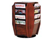 Swivel Countertop Magazine Display Rack w Sixteen Pockets Light Oak
