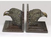 Eagle Head Cast Resin Bookends on Crocodile Print Bases Set of 2