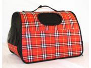 Soft Side Valise Style Pet Carrier in Red Plaid