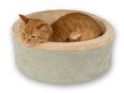 Thermo Kitty Round Pet Bed in Sage with Washable Cover