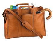 Soft Sided Leather Briefcase with Adjustable Shoulder Strap Tan