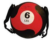 Six Pound FitBALL Red Textured Medicine Ball w Adjustable Straps