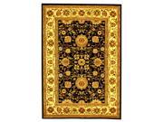 Floral Rug in Black with Creme Border 8 ft. Square